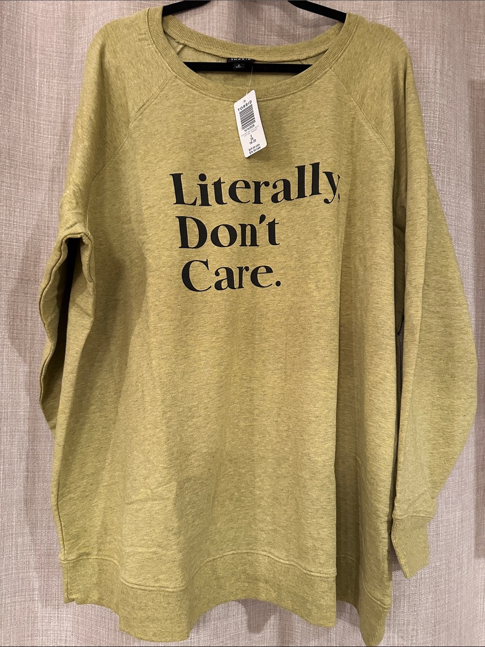 Torrid Graphic Sweatshirt - 'Literally, Don't Care.' in Olive